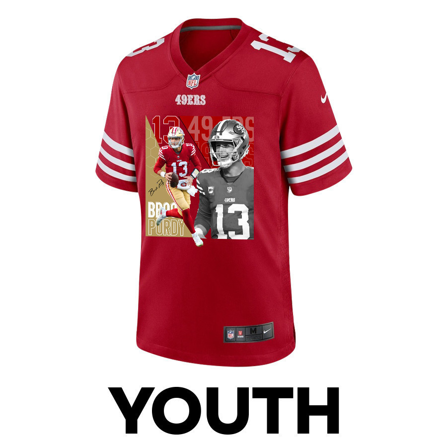Brock Purdy 13 San Francisco 49ers The Son of Steel Game YOUTH Jersey - Scarlet