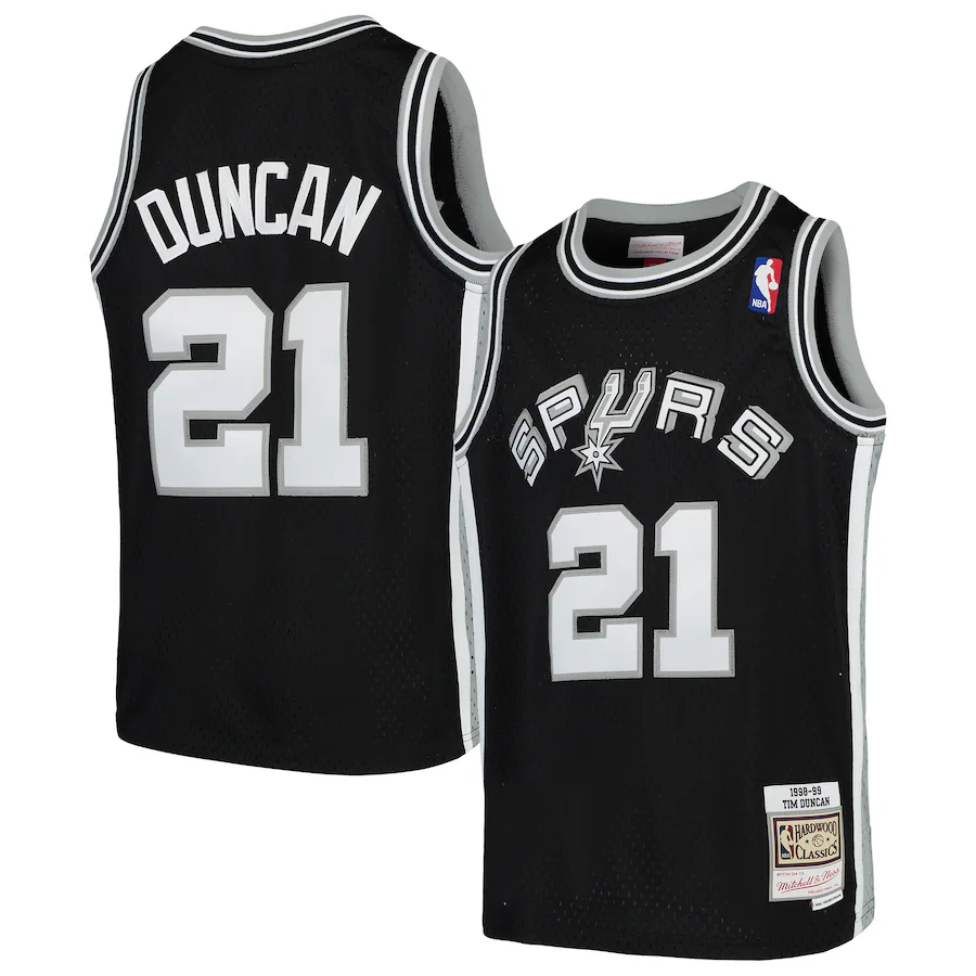 Youth San Antonio Spurs Tim Duncan Mitchell & Ness Black Swingman Throwback Jersey