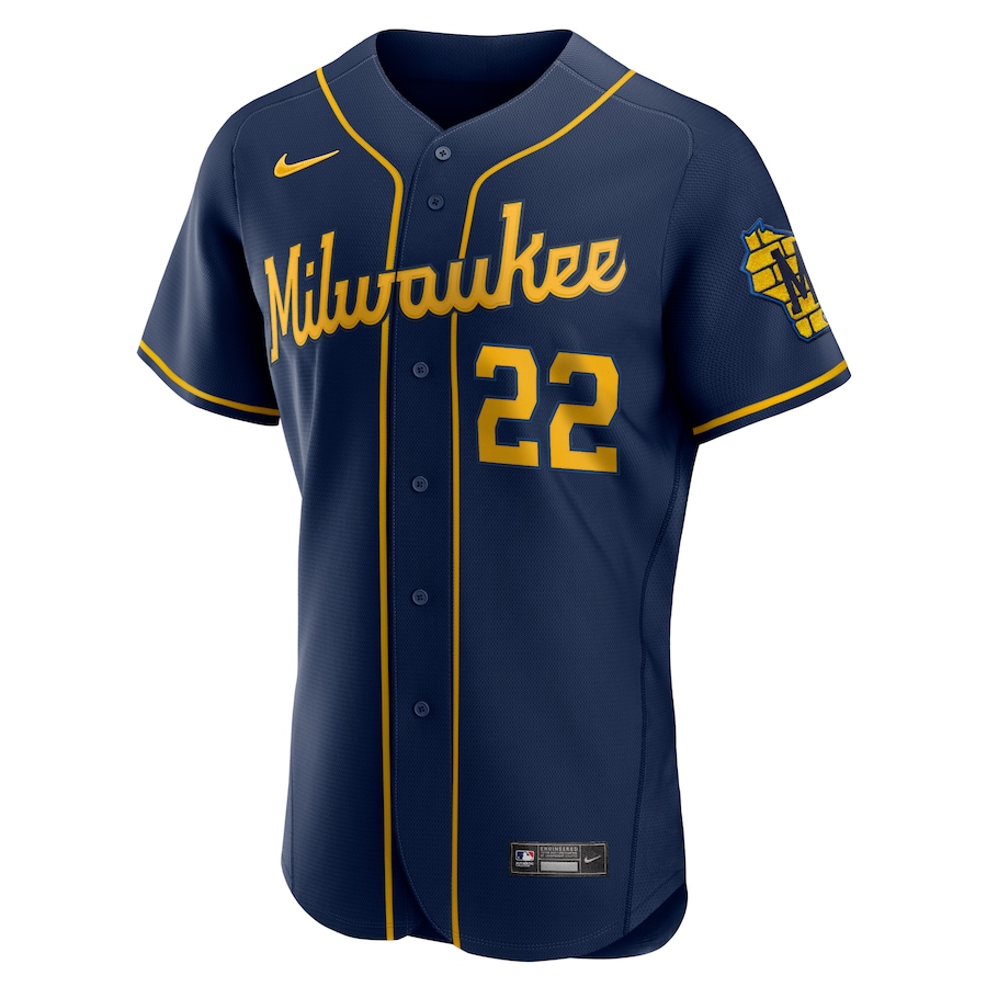 Men's Milwaukee Brewers Christian Yelich Navy 50th Season Alternate Authentic Player Jersey