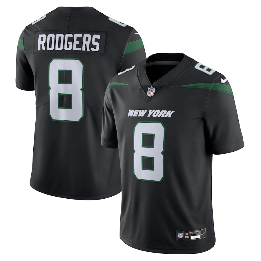 Mens New York Jets Aaron Rodgers Black Vapor Untouchable Limited Jersey
