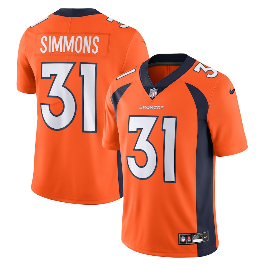 Mens Denver Broncos Justin Simmons Orange Vapor Untouchable Limited Jersey