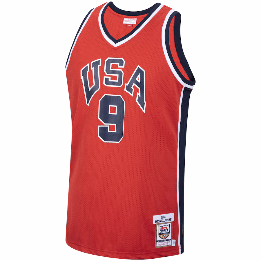 Men's USA Basketball Michael Jordan Mitchell & Ness Red Authentic 1984 Jersey