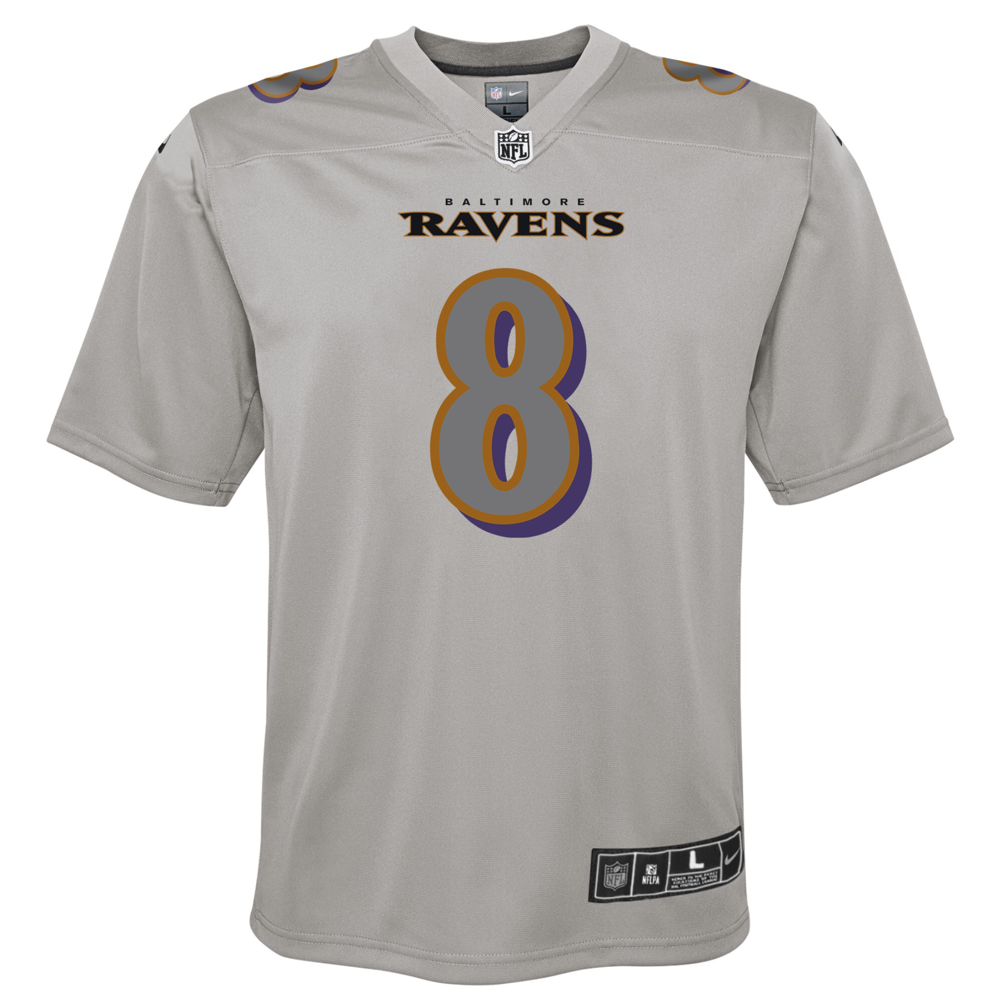 Lamar Jackson Baltimore Ravens Youth Atmosphere Fashion Game Jersey - Gray