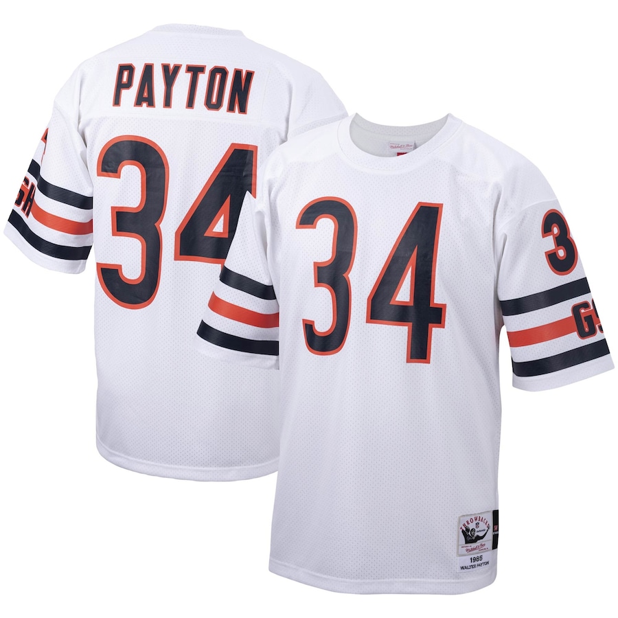 Mens Chicago Bears Walter Payton White Big & Tall 1985 Retired Player Replica Jersey