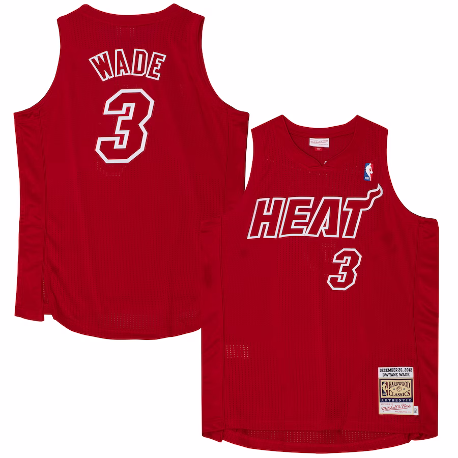 Men's Miami Heat Dwyane Wade Mitchell & Ness Scarlet 2012 Authentic Player Jersey