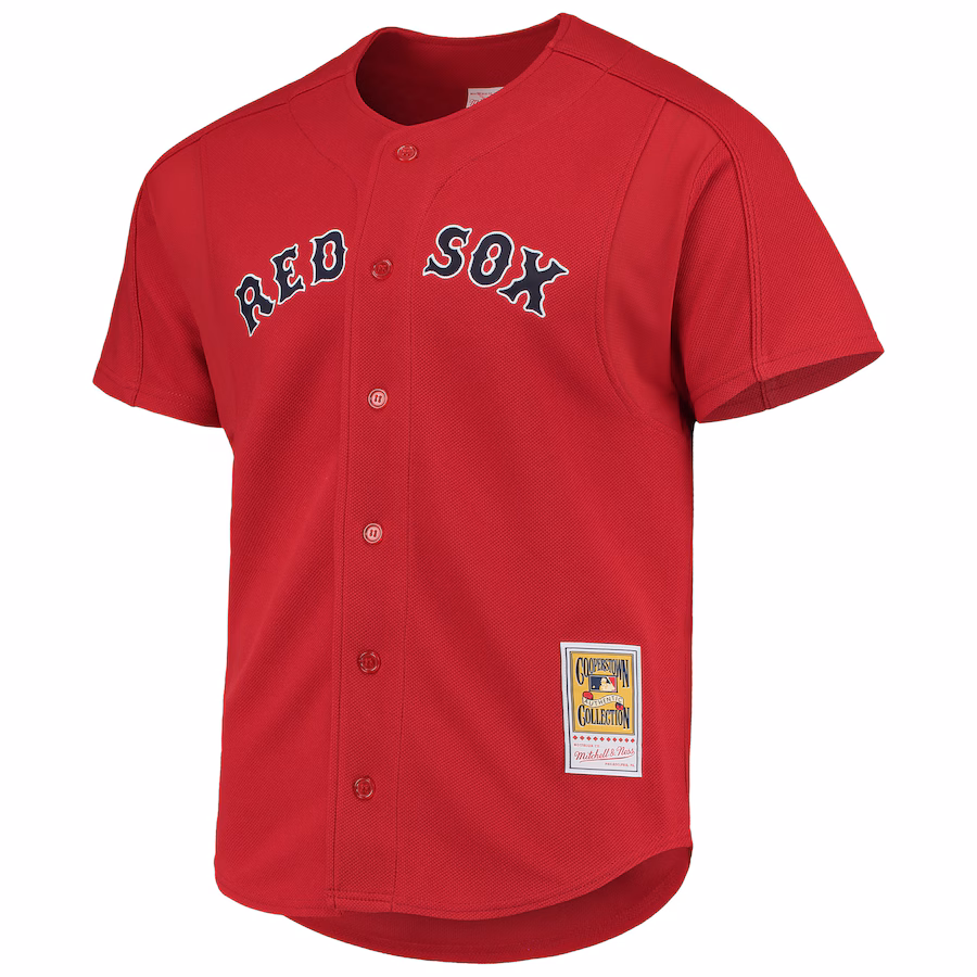 Youth Boston Red Sox David Ortiz Mitchell & Ness Red Cooperstown Collection Mesh Batting Practice Button-Up Jersey