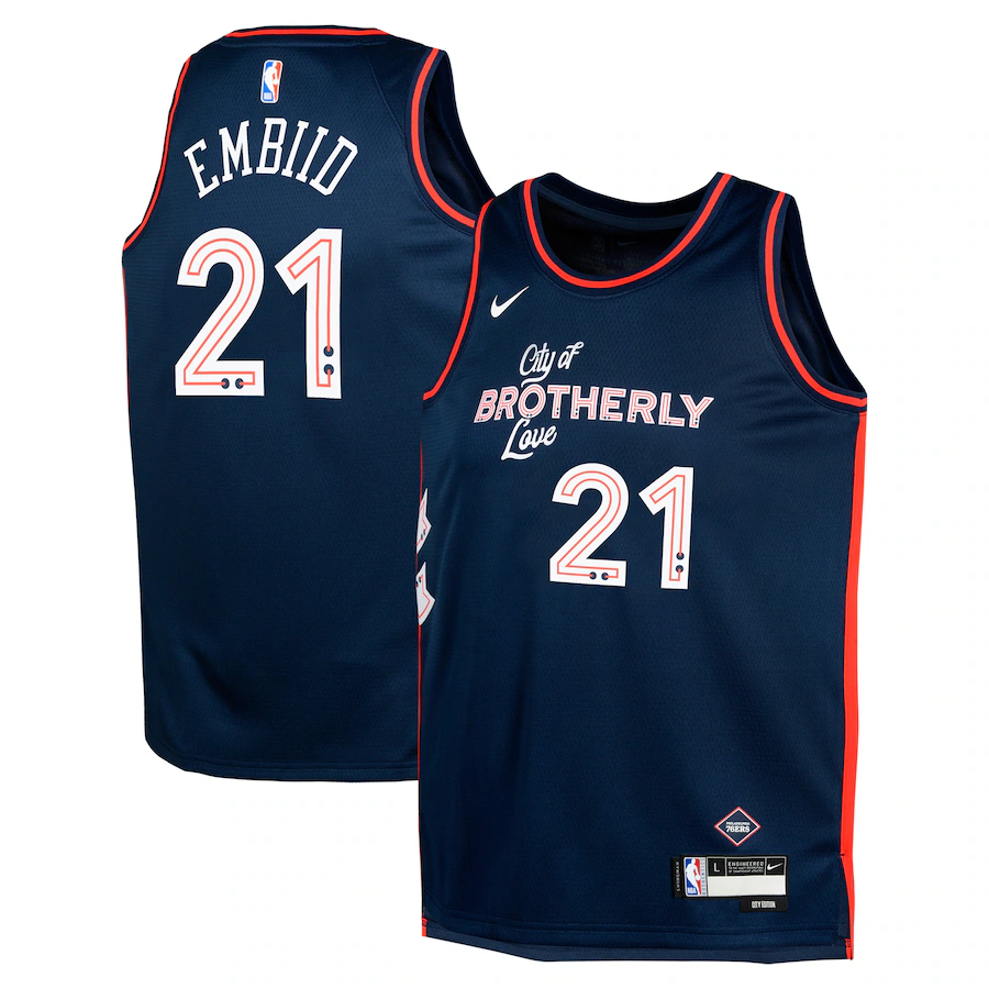 Youth Philadelphia 76ers Joel Embiid Nike Navy Swingman Replica Jersey - City Edition