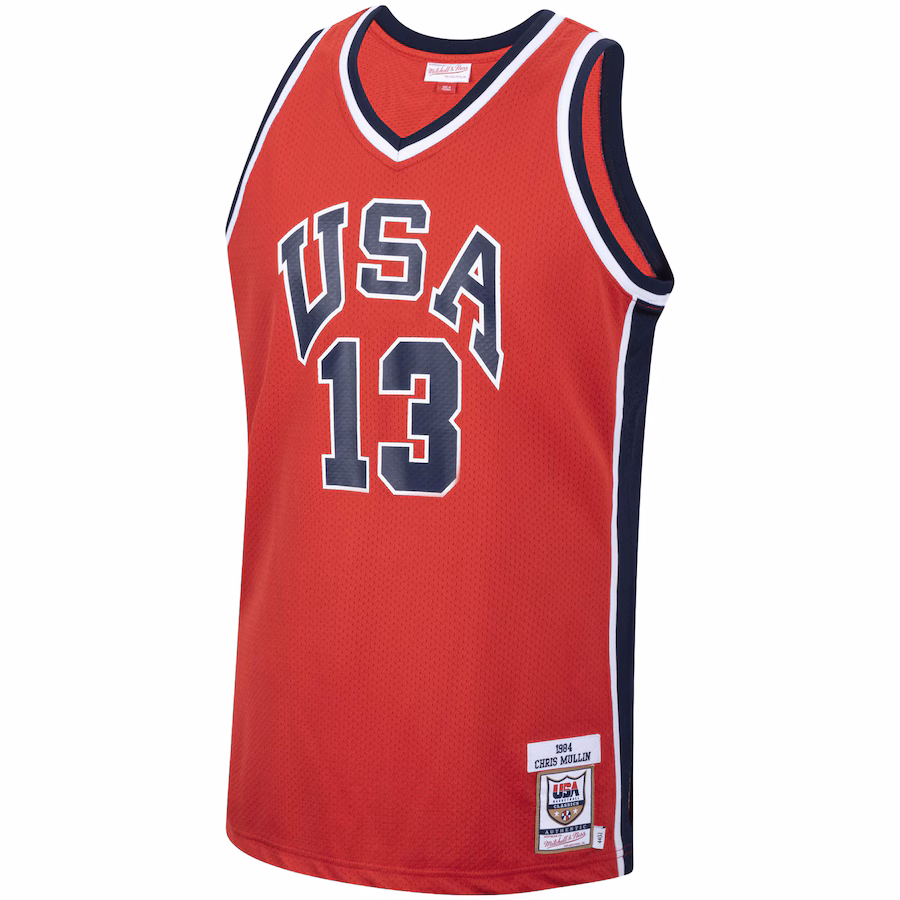 Men's USA Basketball Chris Mullin Mitchell & Ness Red Authentic 1984 Jersey