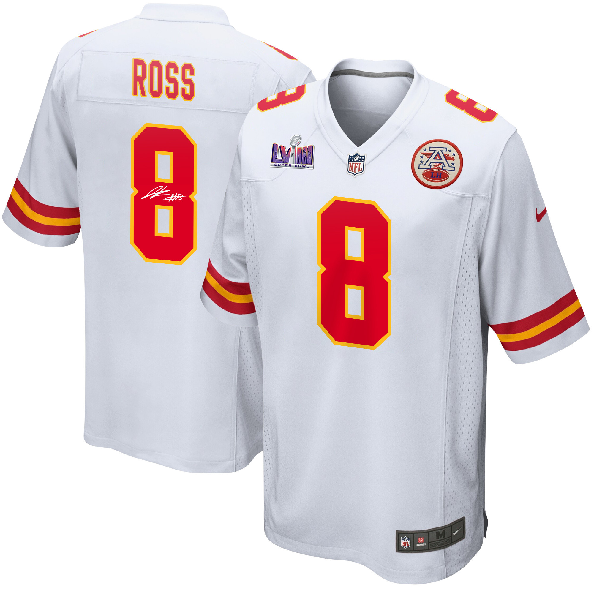 Justyn Ross 8 Signed Kansas City Chiefs Super Bowl LVIII Game Men Jersey - White