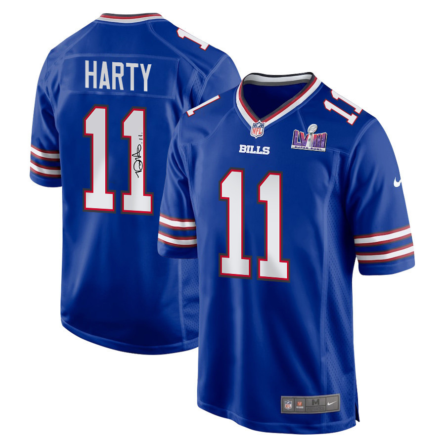 Deonte Harty 11 Signed Buffalo Bills Super Bowl LVIII Game Men Jersey - Royal