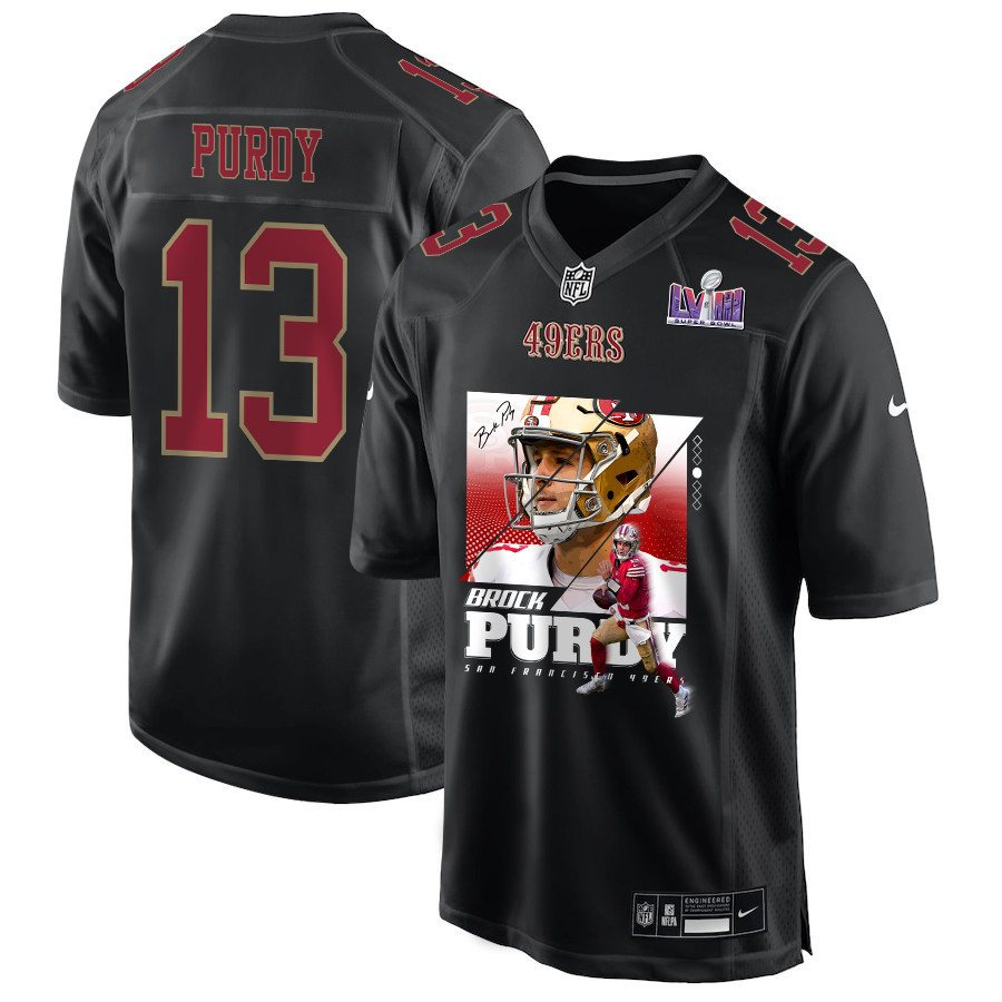 Brock Purdy 13 San Francisco 49ers Signed Glass Fashion Game Men Jersey - Carbon Black