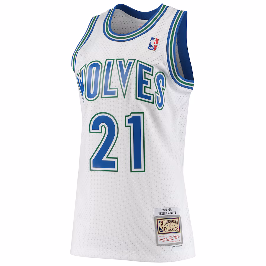 Men's Minnesota Timberwolves Kevin Garnett Mitchell & Ness White Hardwood Classics Swingman Jersey