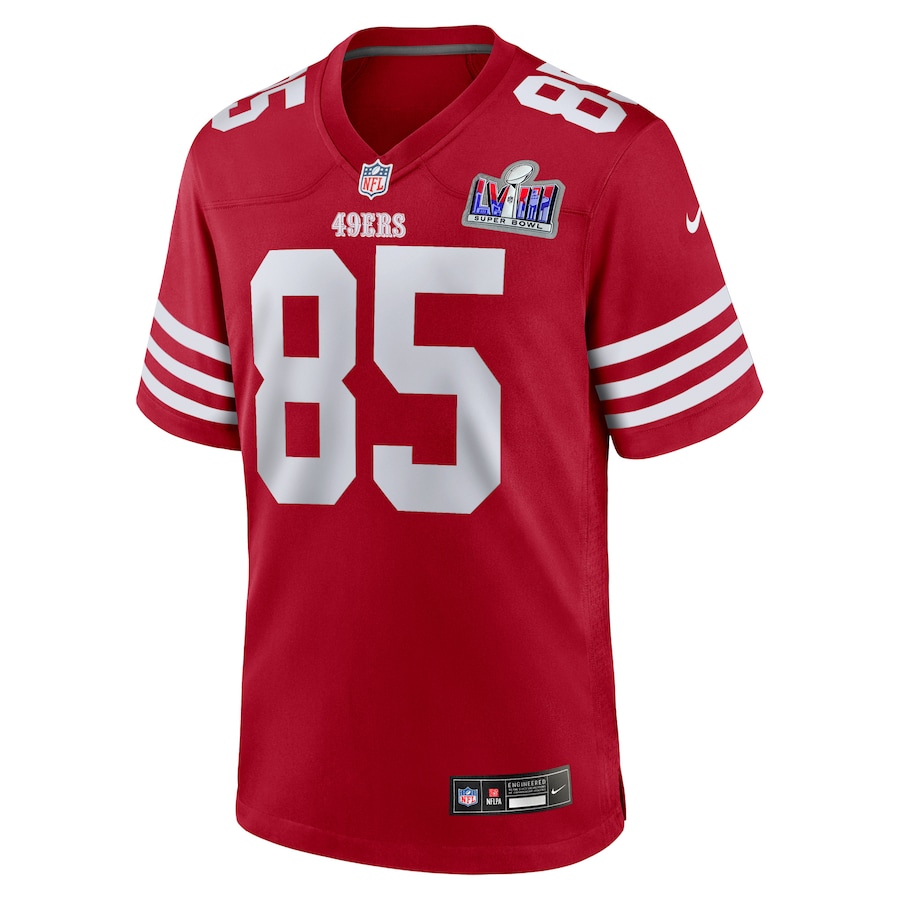 Mens San Francisco 49ers George Kittle Scarlet Super Bowl LVIII Game Jersey