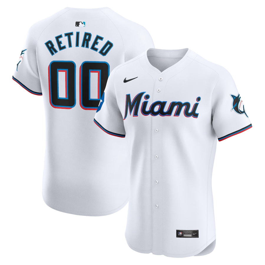 Men's Miami Marlins White Home Elite Pick-A-Player Retired Roster Patch Jersey