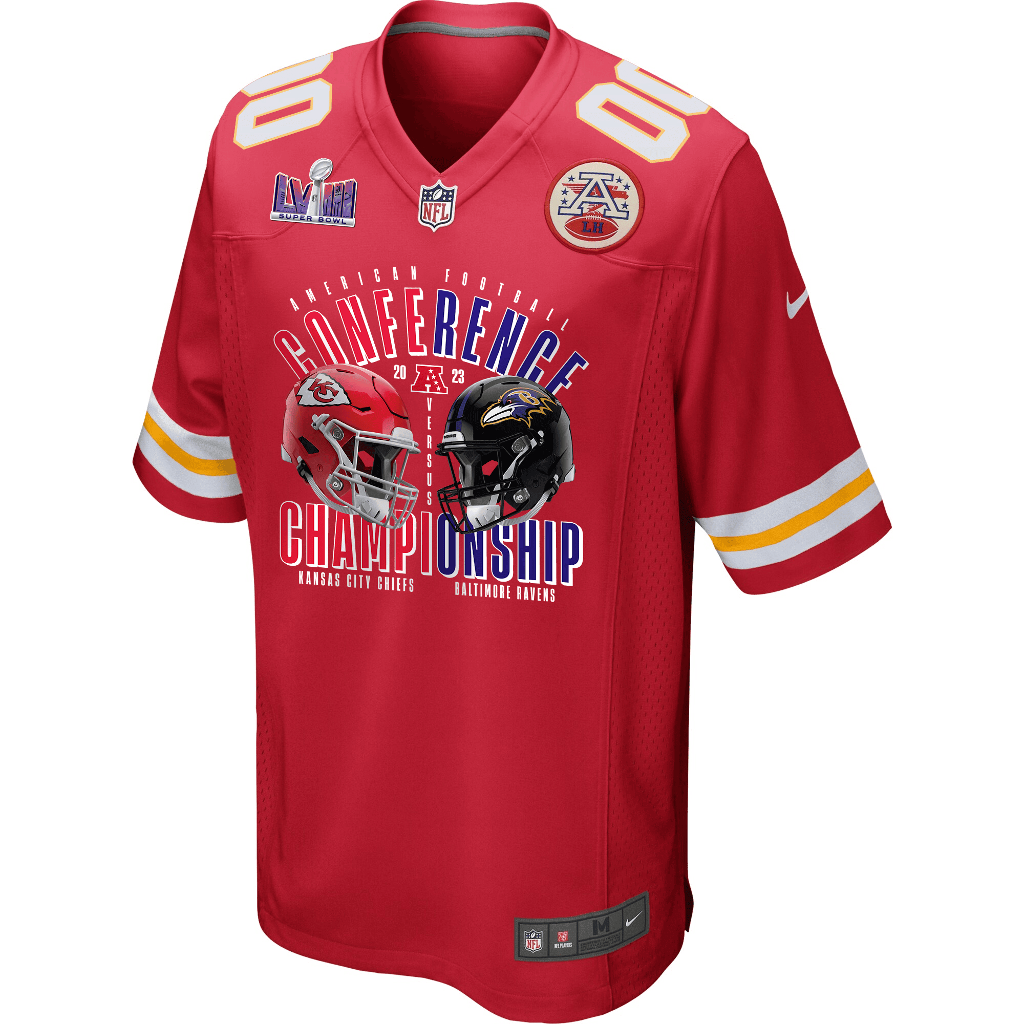 Kansas City Chiefs vs. Baltimore Ravens 2023 AFC Championship Matchup Game Custom Men Jersey - Red