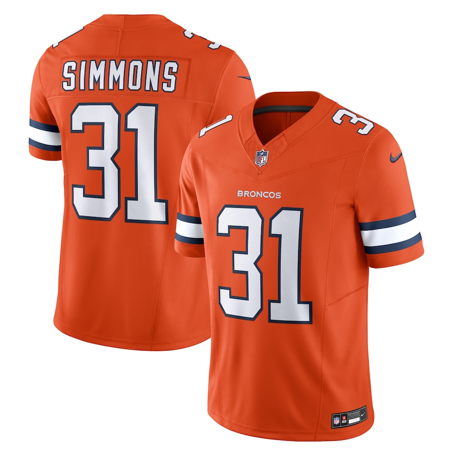 Mens Denver Broncos Justin Simmons Orange Vapor F.U.S.E. Limited Jersey