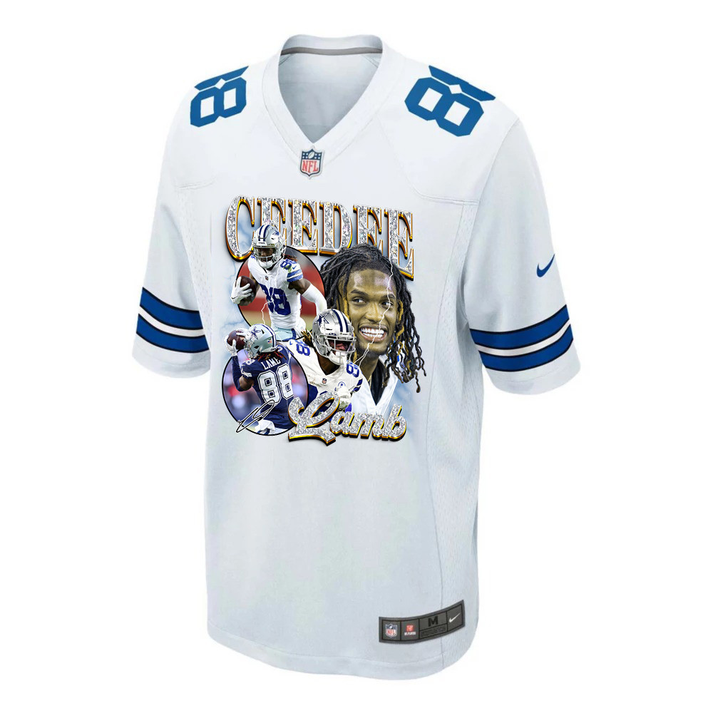 CeeDee Lamb 88 Dallas Cowboys Cee Works Hard Home Game Men Jersey - White
