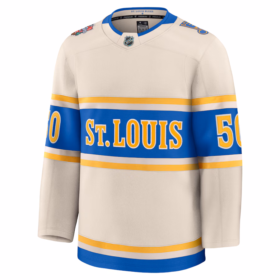 Jordan Binnington St. Louis Blues Fanatics 2025 NHL Winter Classic Premium Player Jersey - Cream