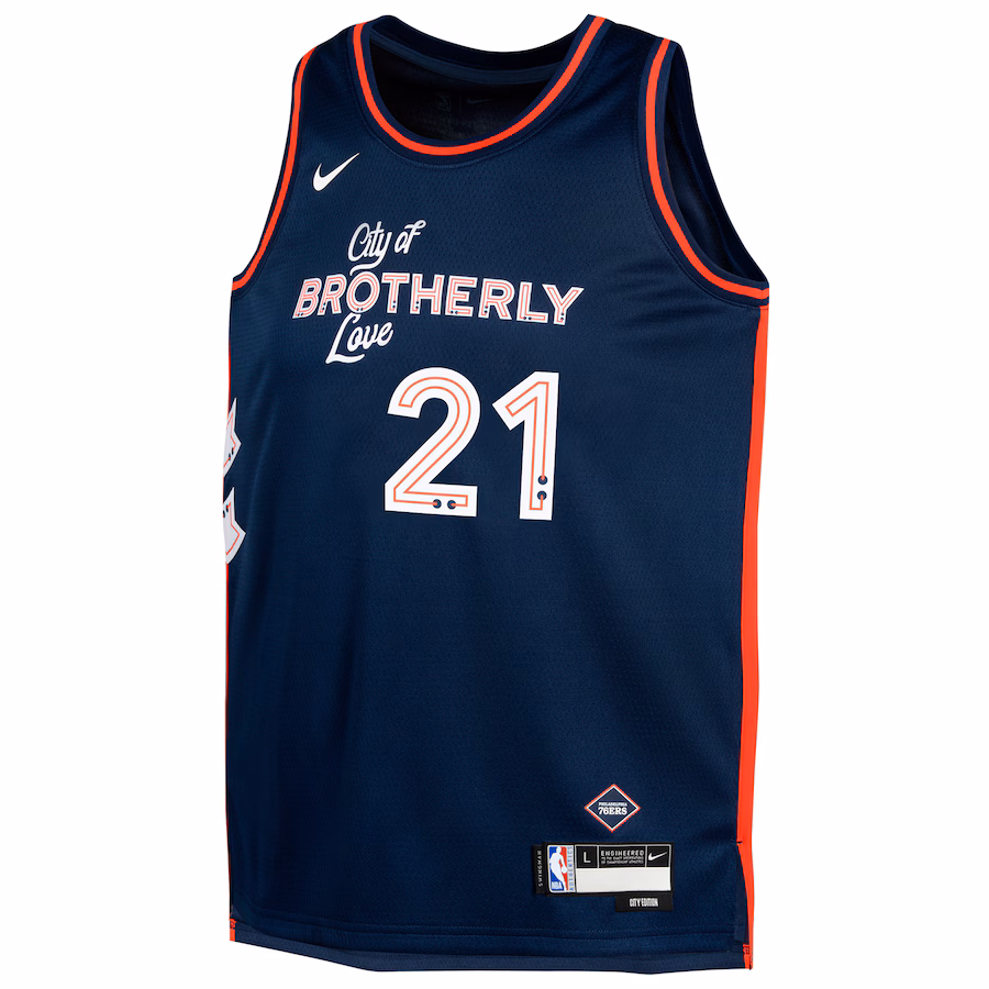 Youth Philadelphia 76ers Joel Embiid Nike Navy Swingman Replica Jersey - City Edition