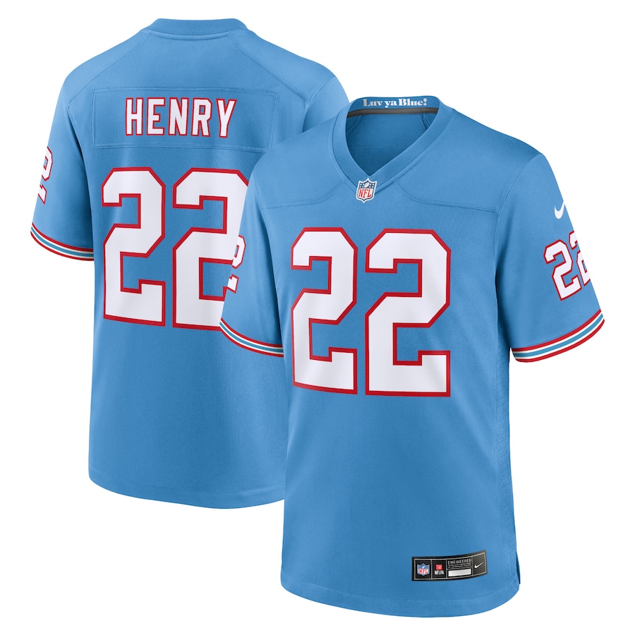 Mens Tennessee Titans Derrick Henry Light Blue Oilers Throwback Alternate Game Player Jersey
