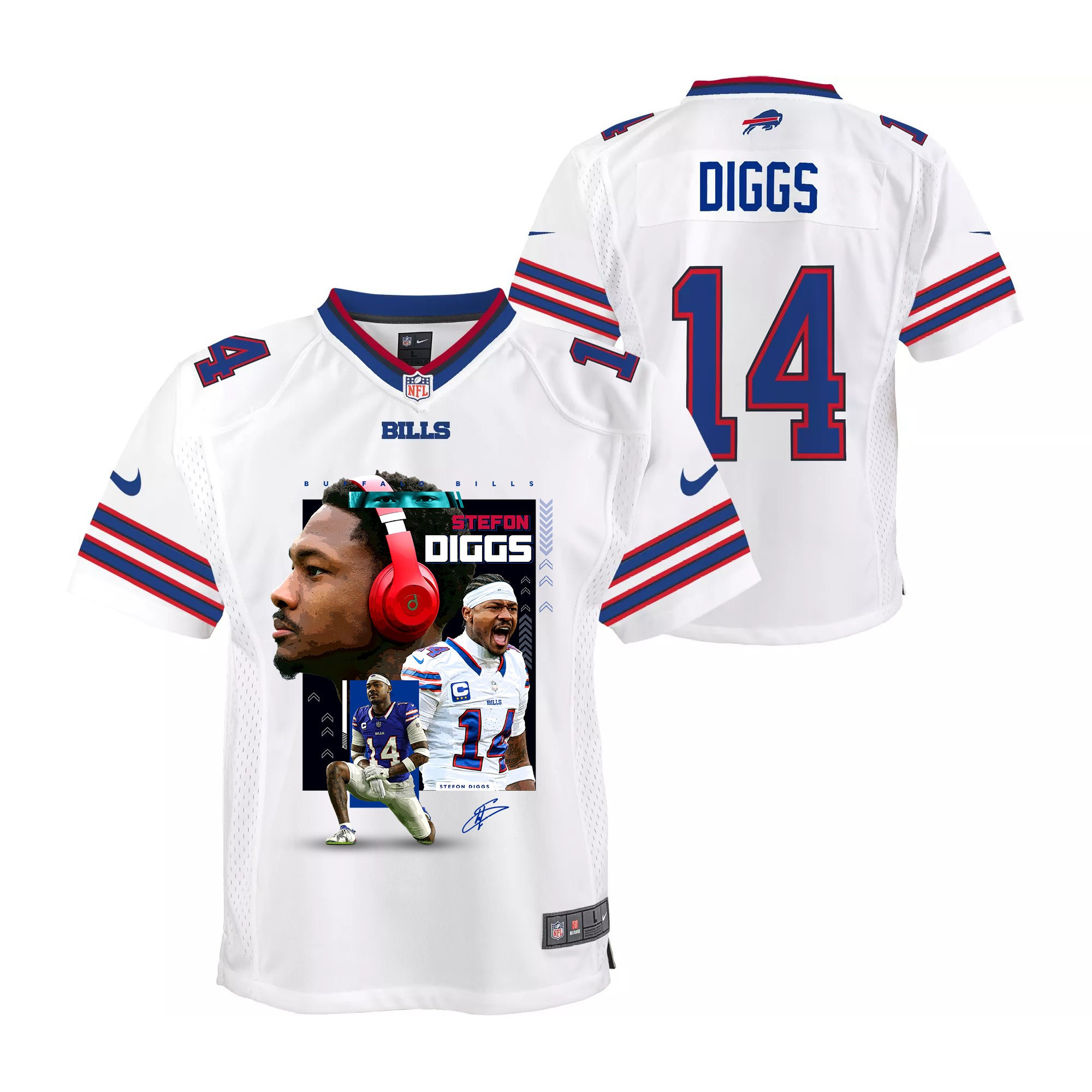 Stefon Diggs 14 Buffalo Bills Can You Diggs It Game YOUTH Jersey - White