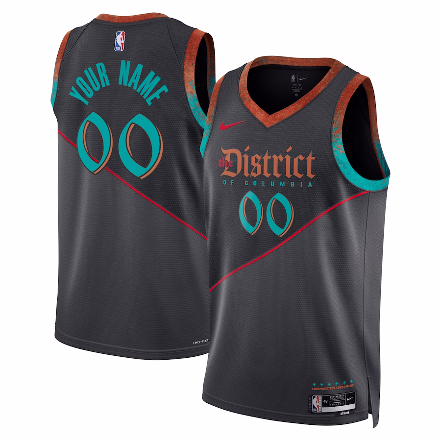 Unisex Washington Wizards Nike Black 2023/24 Custom Swingman Jersey - City Edition