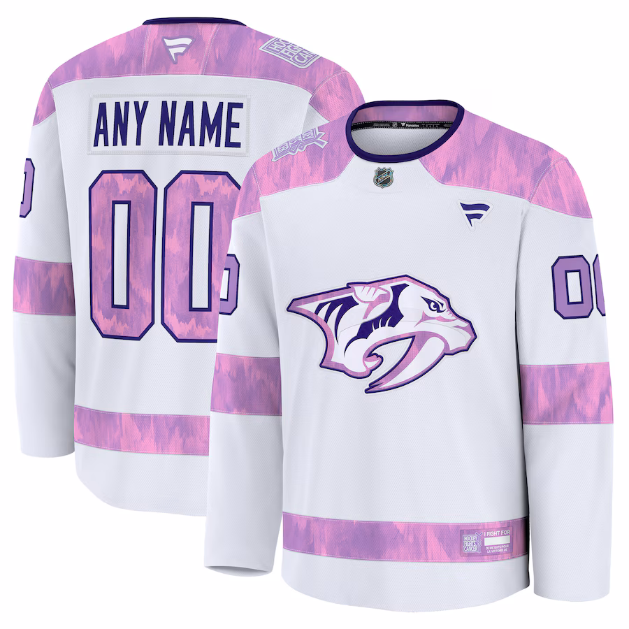 Nashville Predators Fanatics 2024 Hockey Fights Cancer Custom Practice Jersey - White