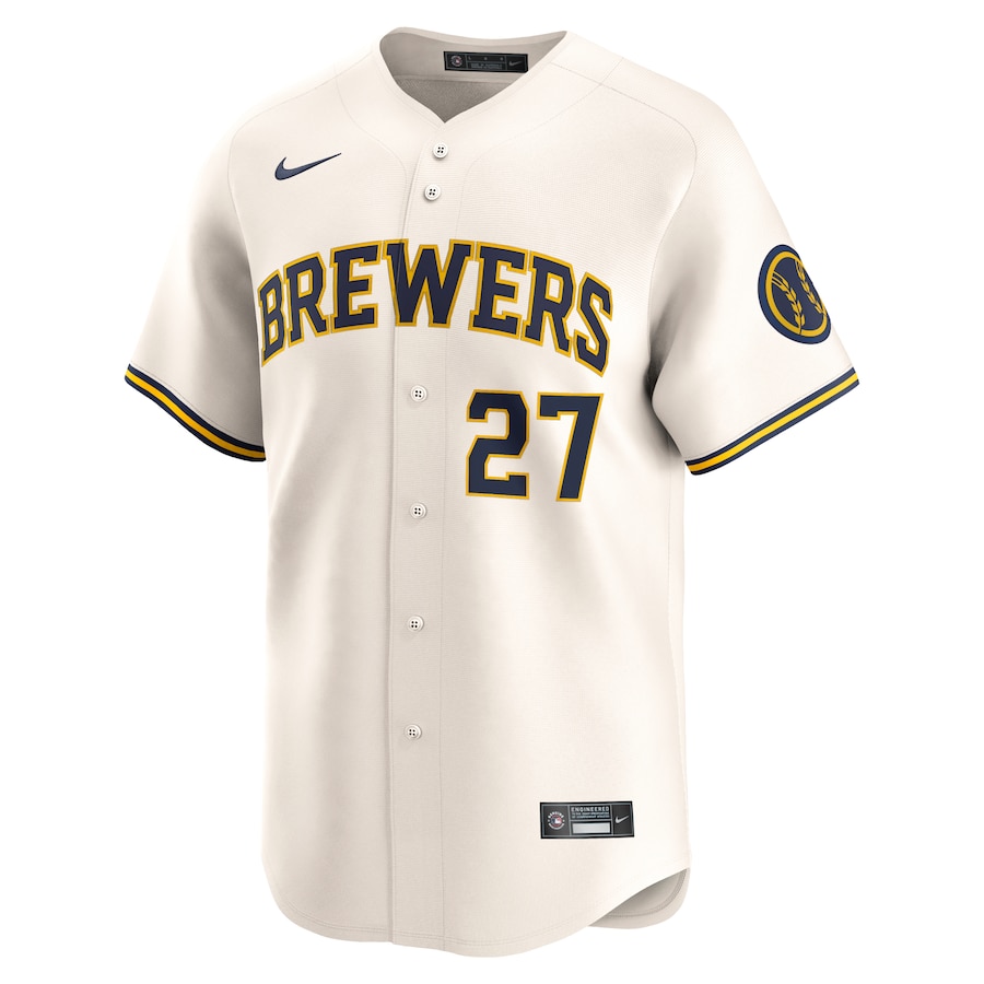 Men's Milwaukee Brewers Willy Adames Cream Home Limited Player Jersey