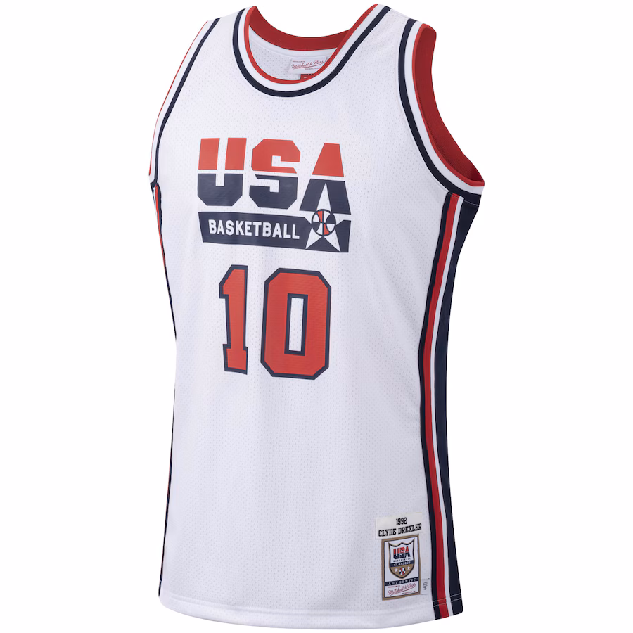 Men's USA Basketball Clyde Drexler Mitchell & Ness White Authentic 1992 Jersey