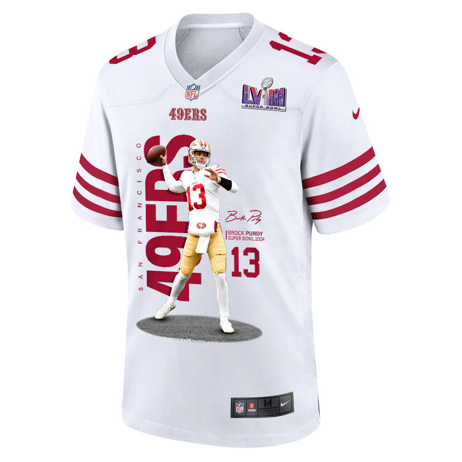 Brock Purdy 13 San Francisco 49ers Throwing Ball Signed Game Men Jersey - White
