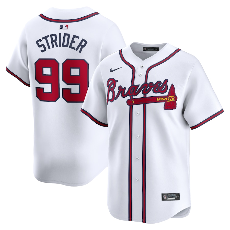Men's Atlanta Braves Spencer Strider White Home Limited Player Jersey