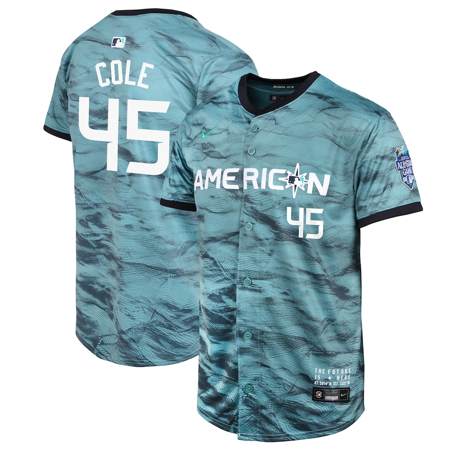 Youth American League Gerrit Cole Teal 2023 MLB All-Star Game Limited Player Jersey