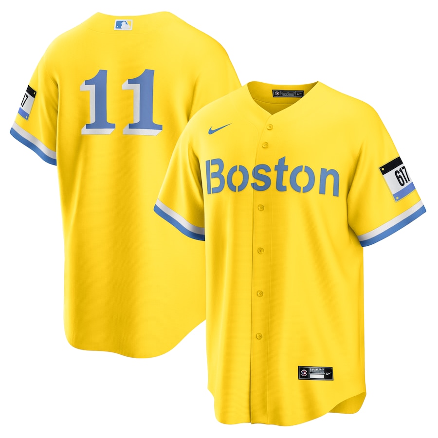 Men's Boston Red Sox Rafael Devers Gold/Light Blue City Connect Replica Player Jersey
