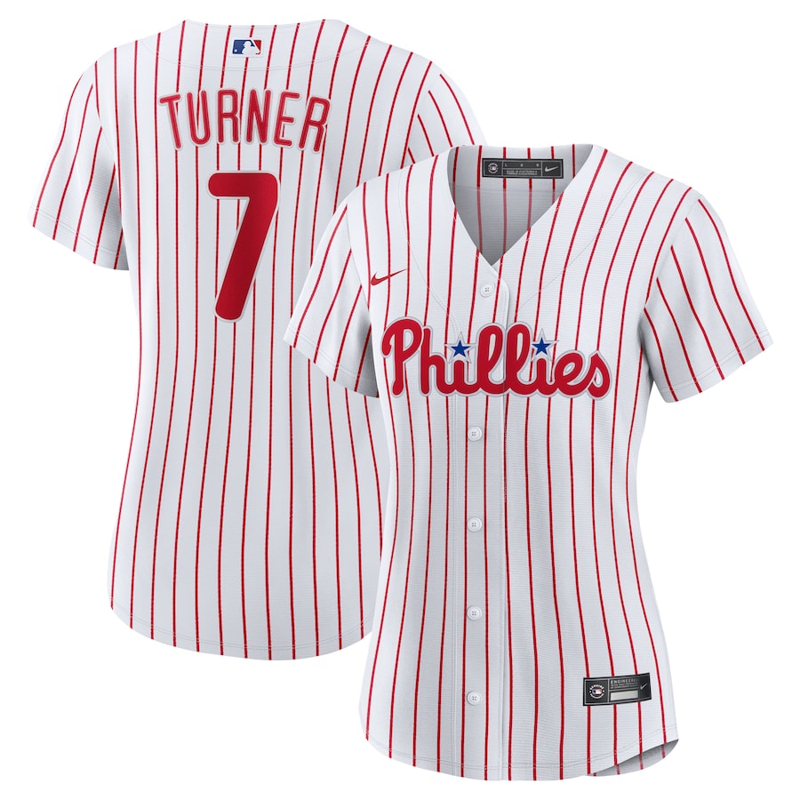Women's Philadelphia Phillies Trea Turner White Home Replica Player Jersey