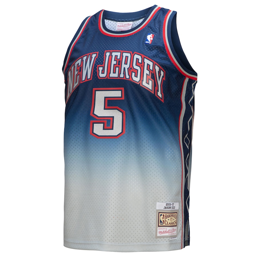 Men's New Jersey Nets Jason Kidd Mitchell & Ness Gray/Blue 2006/07 Hardwood Classics Fadeaway Swingman Player Jersey