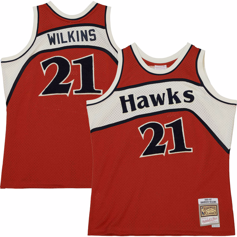 Men's Atlanta Hawks Dominique Wilkins Mitchell & Ness Red Hardwood Classics Off-Court Swingman Jersey