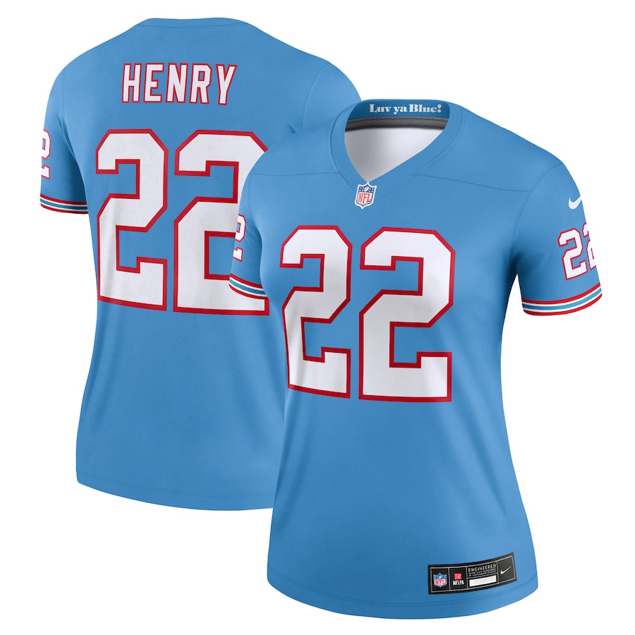 Womens Tennessee Titans Derrick Henry Light Blue Oilers Throwback Legend Jersey