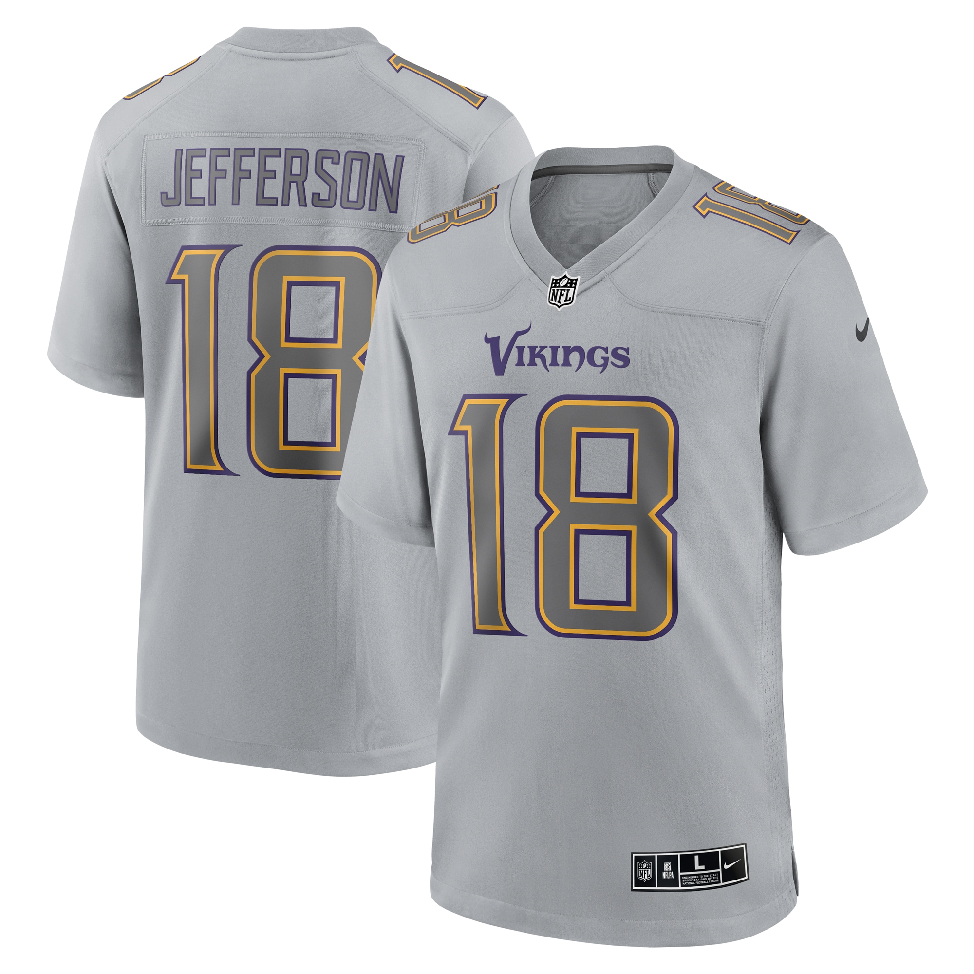 Justin Jefferson Minnesota Vikings Atmosphere Fashion Game Jersey - Gray