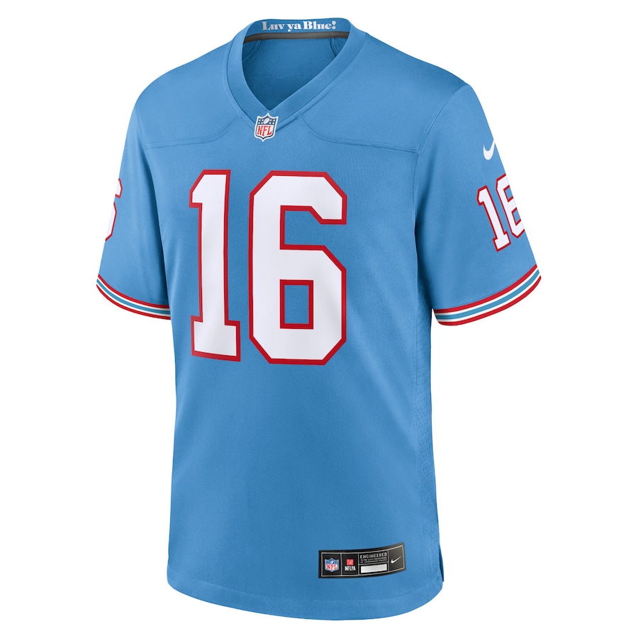 Mens Tennessee Titans Treylon Burks Light Blue Oilers Throwback Alternate Game Player Jersey