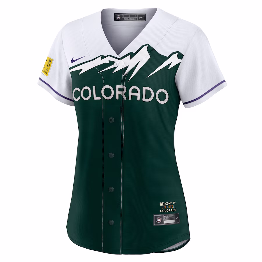 Youth Colorado Rockies Nike White/Forest Green City Connect Replica Team Jersey