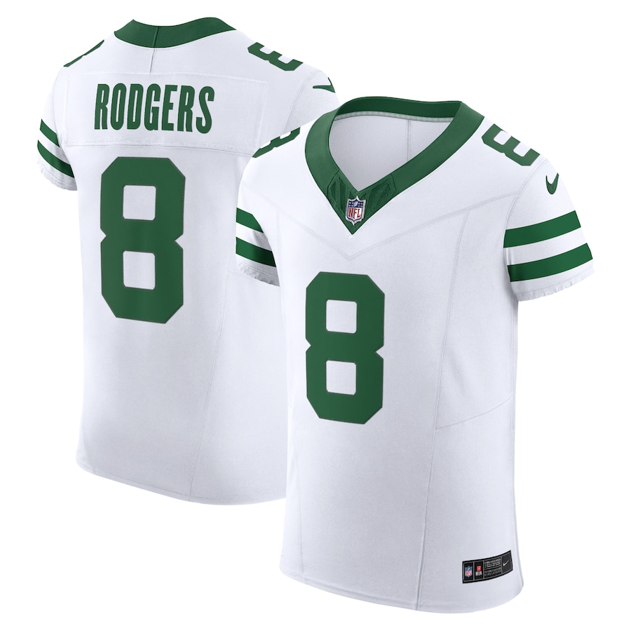Mens New York Jets Aaron Rodgers White Alternate Vapor F.U.S.E. Elite Jersey