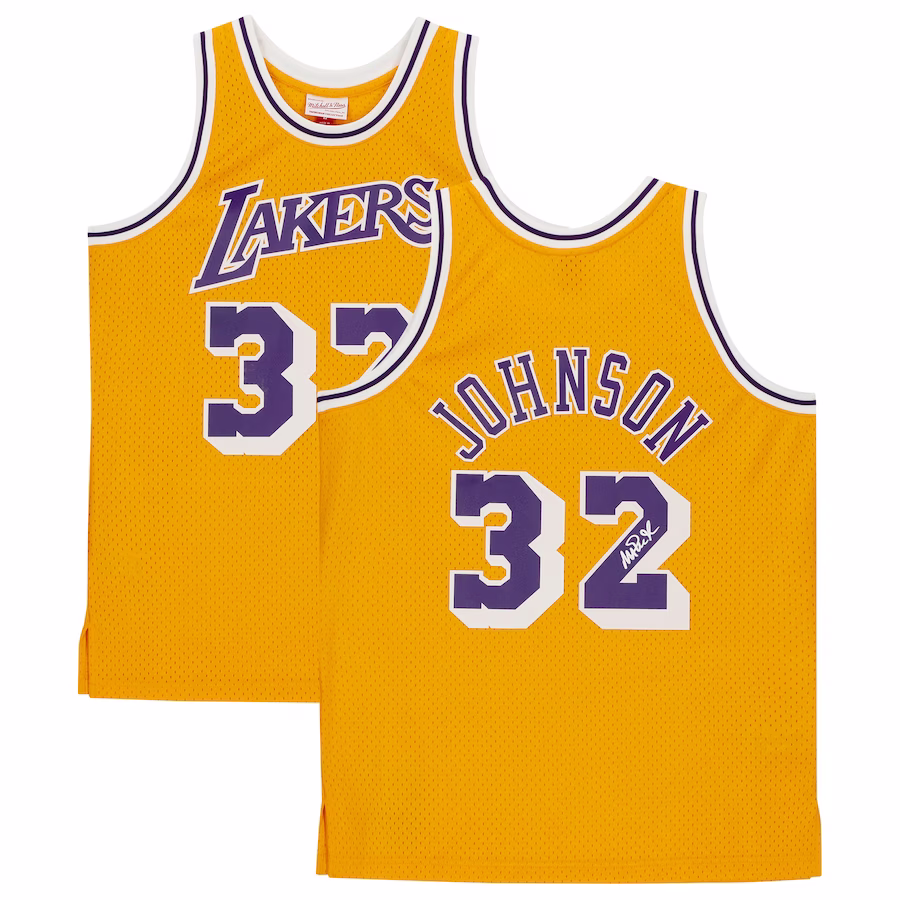 Magic Johnson Los Angeles Lakers Fanatics Authentic Autographed Gold Mitchell & Ness Hardwood Classics Swingman Jersey