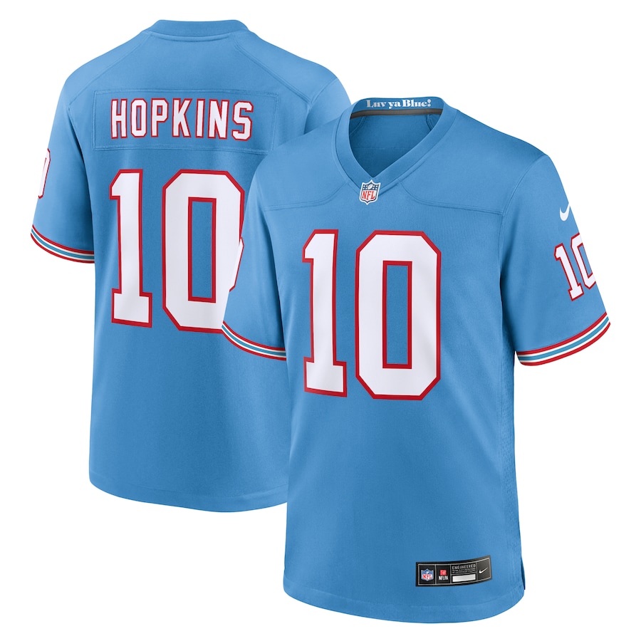 Mens Tennessee Titans DeAndre Hopkins Light Blue Oilers Throwback Player Game Jersey