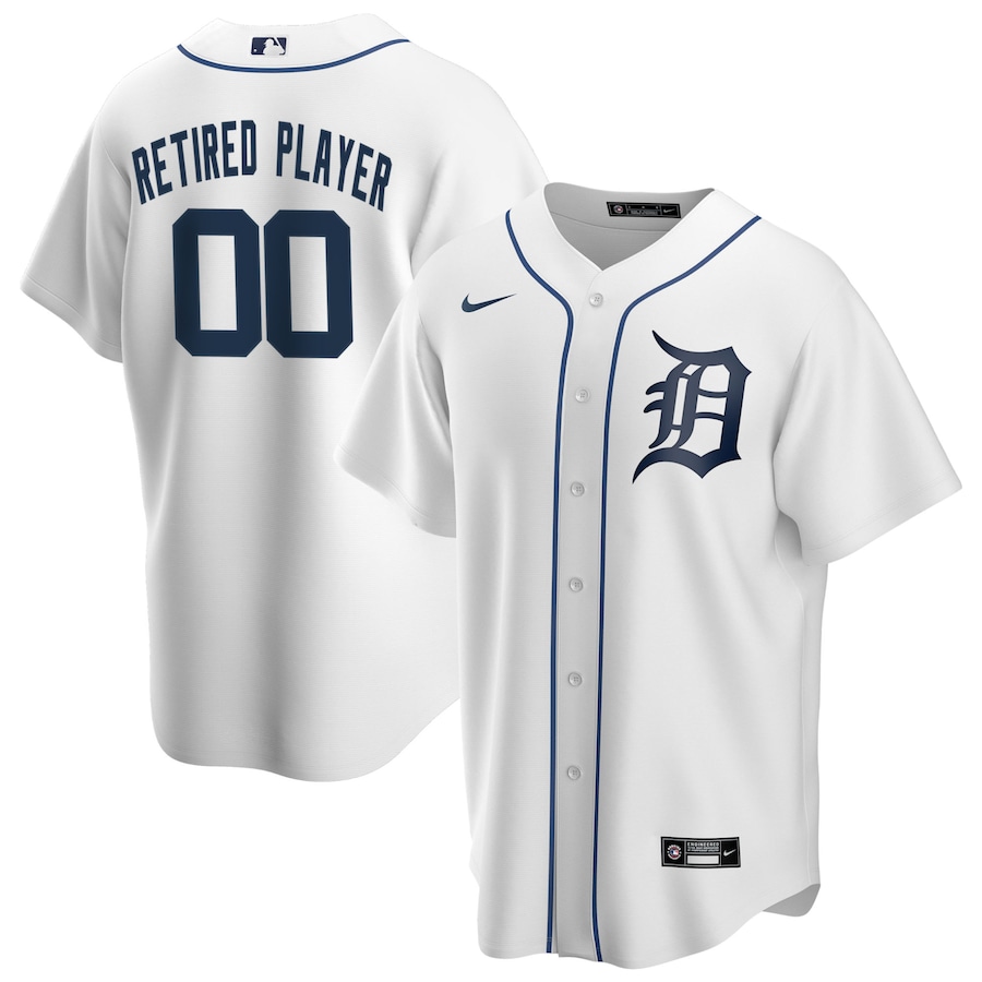 Men's Detroit Tigers White Home Pick-A-Player Retired Roster Replica Jersey