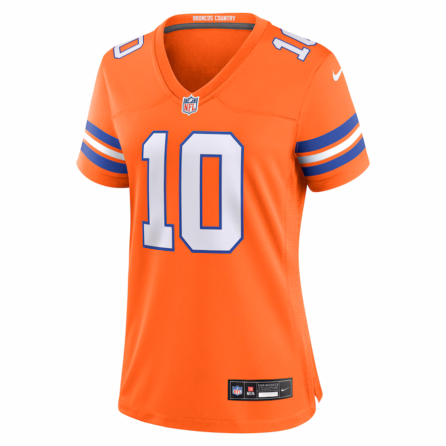 Bo Nix Denver Broncos Nike Women's Mile High Collection 1977 Throwback Player Game Jersey - Orange