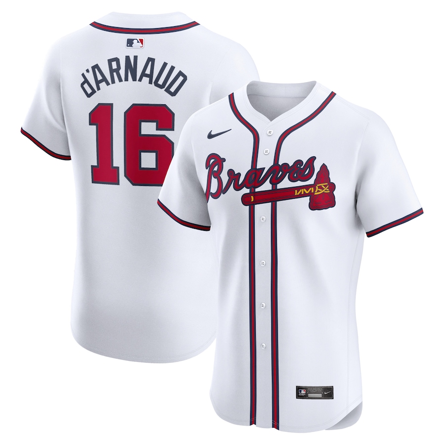 Youth Atlanta Braves Travis d'Arnaud Nike White Home Elite Player Jersey