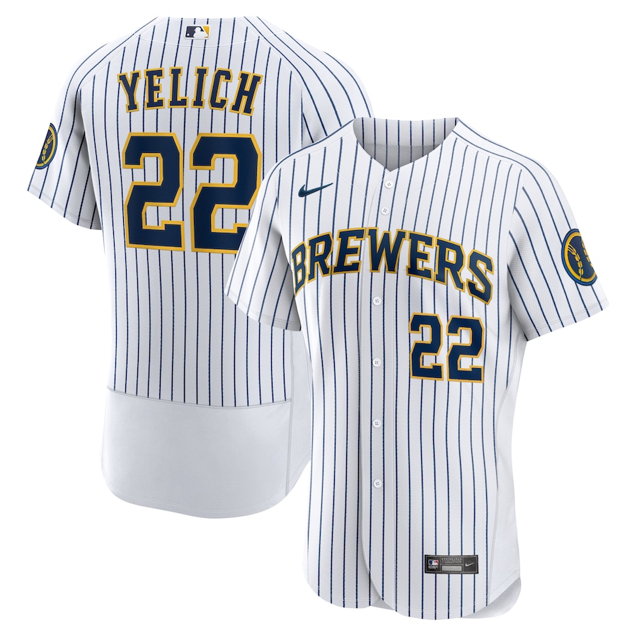Men's Milwaukee Brewers Christian Yelich White Team Alternate Authentic Player Jersey