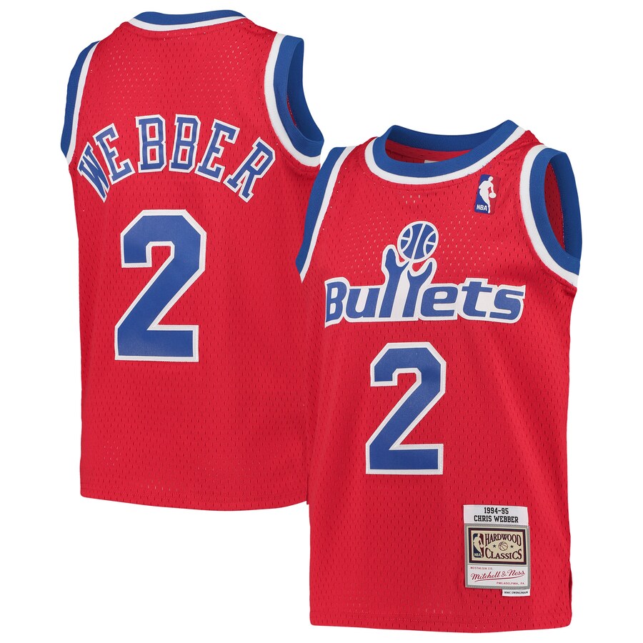 Youth Washington Bullets Chris Webber Mitchell & Ness Red 1994-95 Hardwood Classics Swingman Jersey