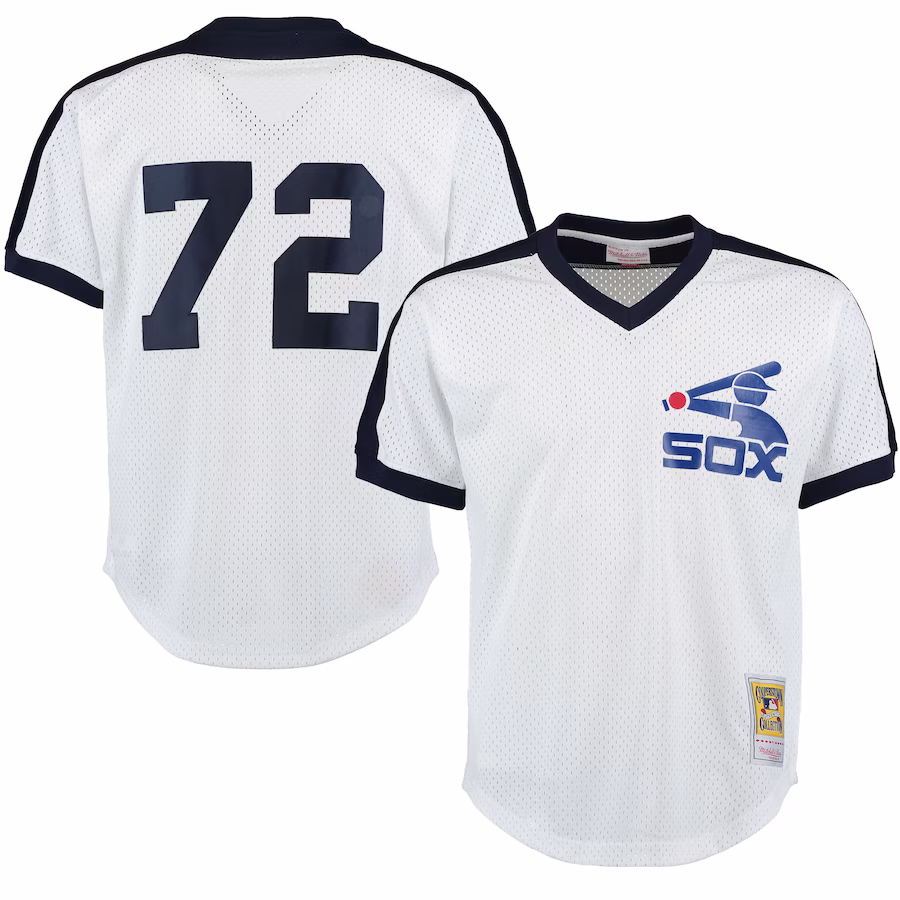 Youth Chicago White Sox Carlton Fisk Mitchell & Ness White Cooperstown Mesh Batting Practice Jersey