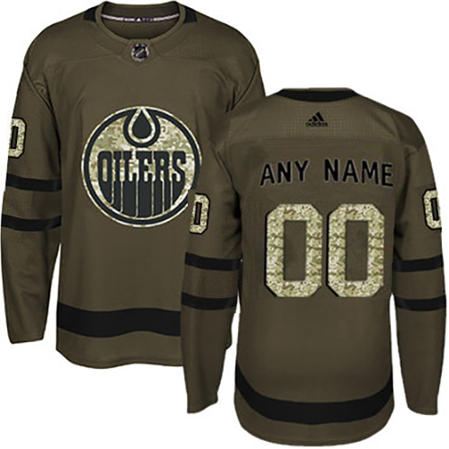Men's Custom Edmonton Oilers Green Salute to Service Stitched NHL Jersey